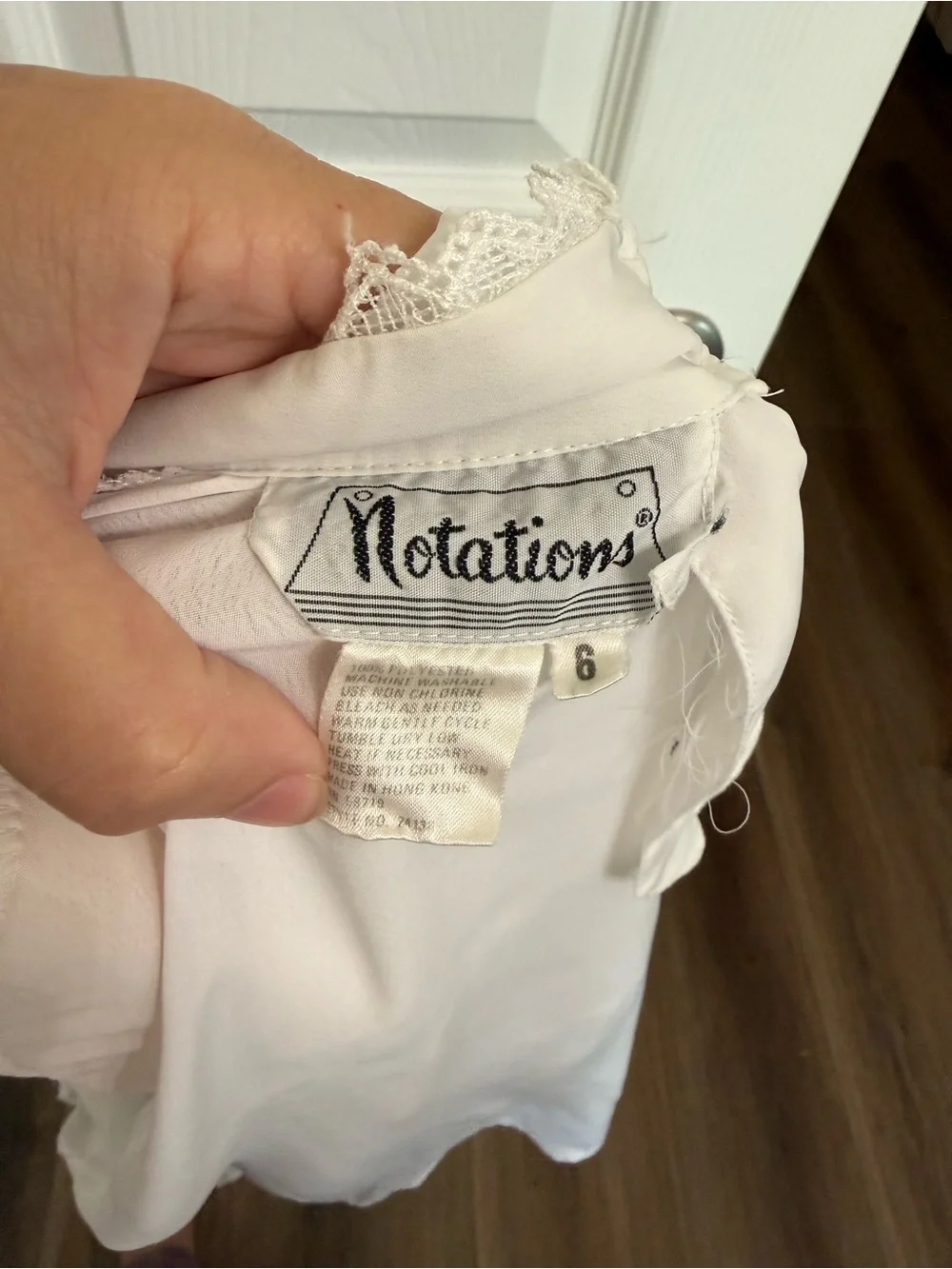 Notations Vintage White Lace High Neck Secretary Blouse Cottagecore 6 career - Picture 8 of 8